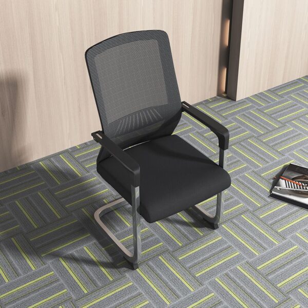 Ergonomic Mesh Conference Chair with Armrest, lumbar support, padded seat, and adjustable height, ideal for long meetings or office use.