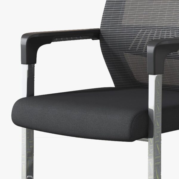 Ergonomic Mesh Conference Chair with Armrest, lumbar support, padded seat, and adjustable height, ideal for long meetings or office use.