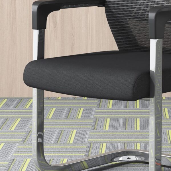 Ergonomic Mesh Conference Chair with Armrest, lumbar support, padded seat, and adjustable height, ideal for long meetings or office use.