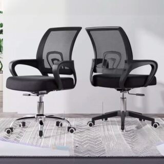 Home Office Clerical Mesh Task Chair with breathable mesh back, padded seat, and adjustable height for ergonomic comfort.