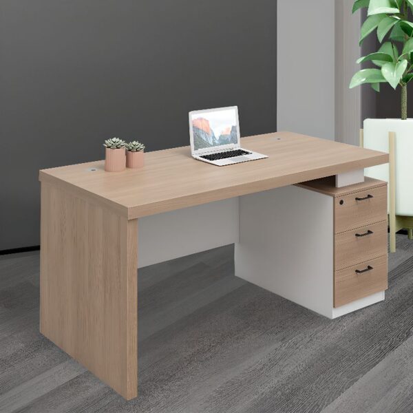 1400mm Modern Reclaimed Wood Computer Desk with spacious surface, natural wood finish, and sturdy construction.