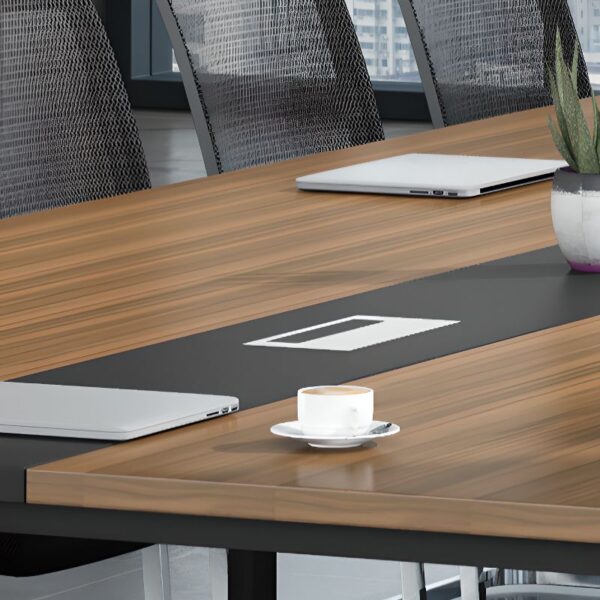 Rectangular Engineered Wood Boardroom Table with modern design, durable surface, and ample seating space for professional meetings.