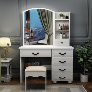 Upgrade your grooming area with this chic and practical Vanity Dressing Table with LED Light, and transform your daily ritual into a luxurious experience.