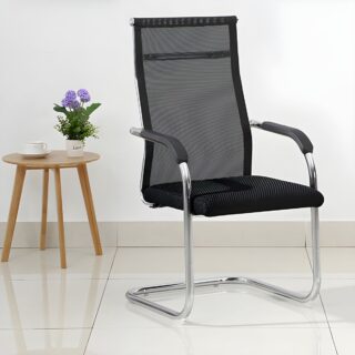 Non-Swivel Ergonomic History Task Chair with adjustable height, padded armrests, and contoured back support.