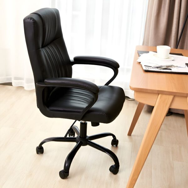 High Back Executive Leather Office Chair in a modern office setting.