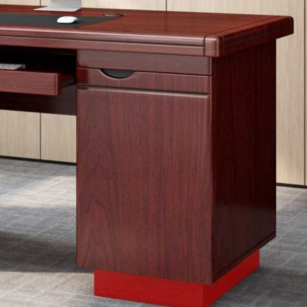 Elegant 1.4 Meters Mahogany Executive Office Table with cable management.