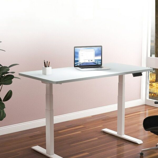 1600mm Electric Height Adjustable Standing Desk with modern design and ample workspace for monitors and office accessories.