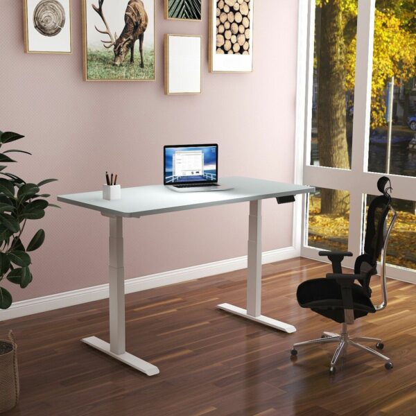 1600mm Electric Height Adjustable Standing Desk with modern design and ample workspace for monitors and office accessories.