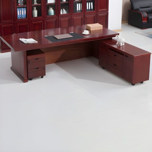 Elegant Executive Mahogany Office Desk in 1400mm with intricate detailing and cable management.