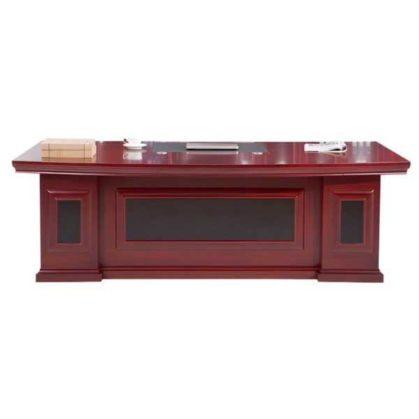 Elegant Executive Mahogany Office Desk in 1400mm with intricate detailing and cable management.