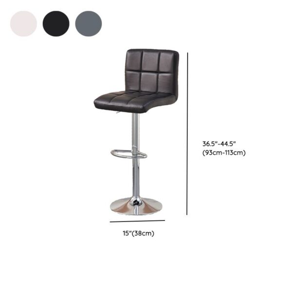 Midnight Black Adjustable Swivel Barstool with cushioned seat, metal base, and footrest.