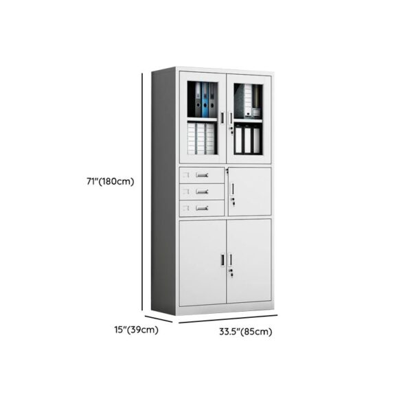 2-Door Metallic Office Cabinet with Safe, featuring adjustable shelves and a secure lockable safe for confidential storage.