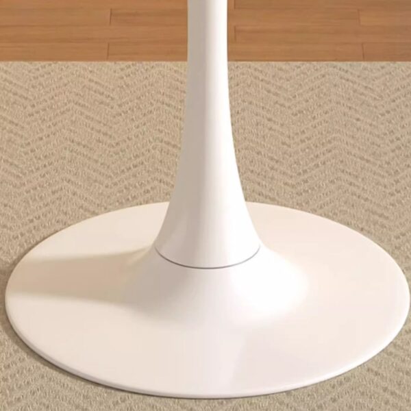 Modern Chalk White Round Dining Table with sleek minimalist design and sturdy base.