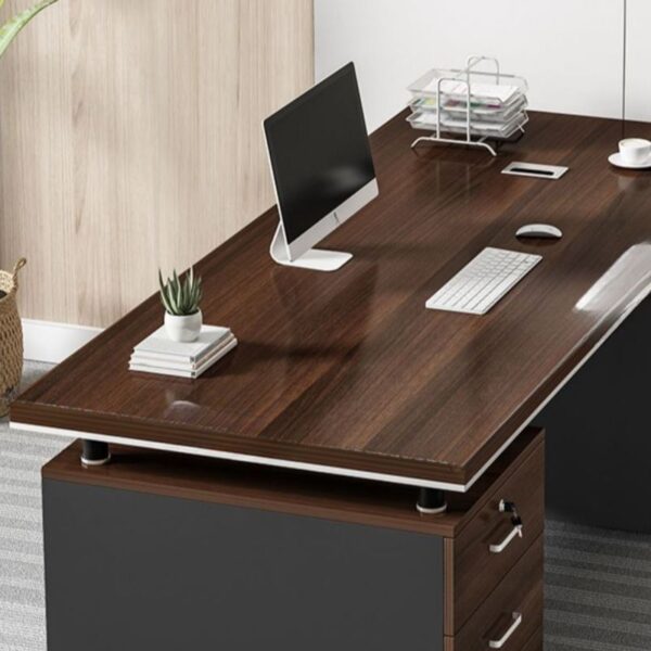 1400mm Casual Rectangle Wooden Studying Desk with spacious surface and wooden finish in a modern home office setting.