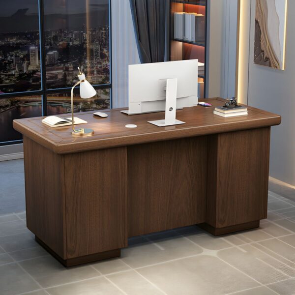 Mahogany Executive Desk with Locking Drawers - elegant design and secure storage for office use.