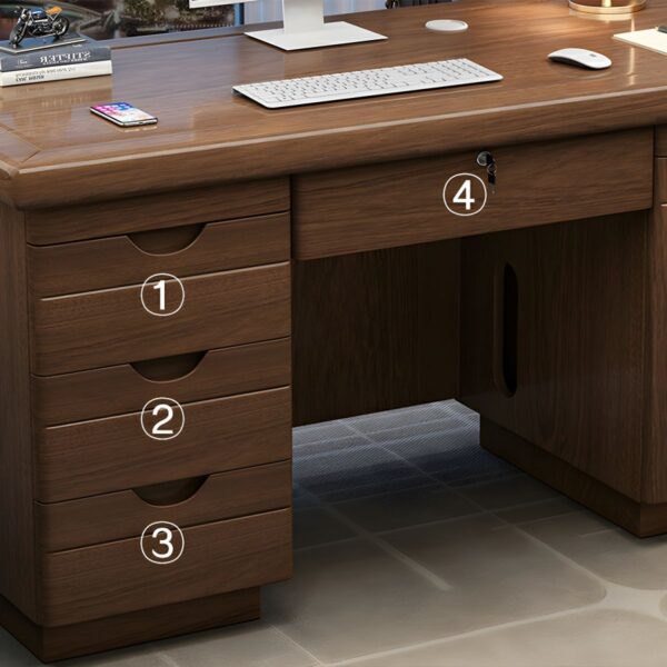 Mahogany Executive Desk with Locking Drawers - elegant design and secure storage for office use.