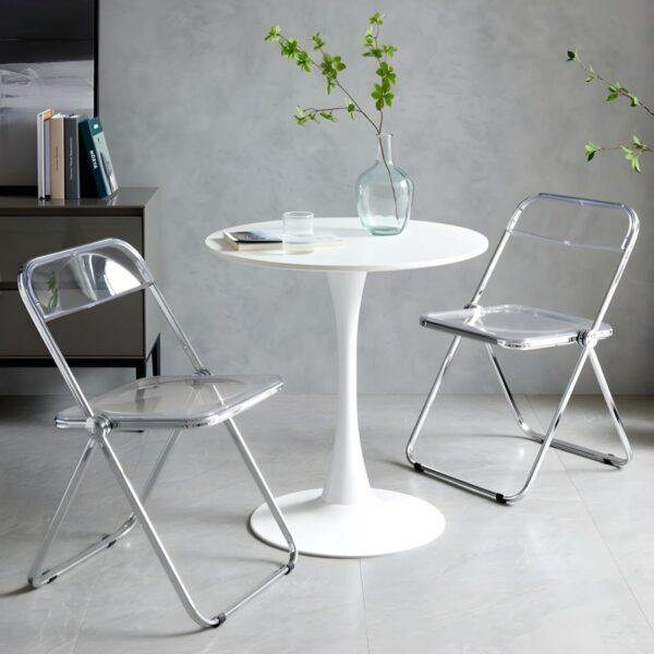 Simple Marble Round Dining Table with polished surface and metal legs, ideal for modern dining spaces.