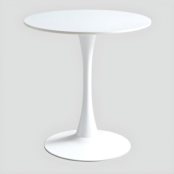 Simple Marble Round Dining Table with polished surface and metal legs, ideal for modern dining spaces.