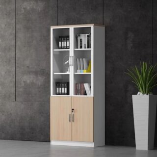 2-Door Scratch Resistant Timber Office Cabinet with ample storage and a durable, scratch-resistant surface.