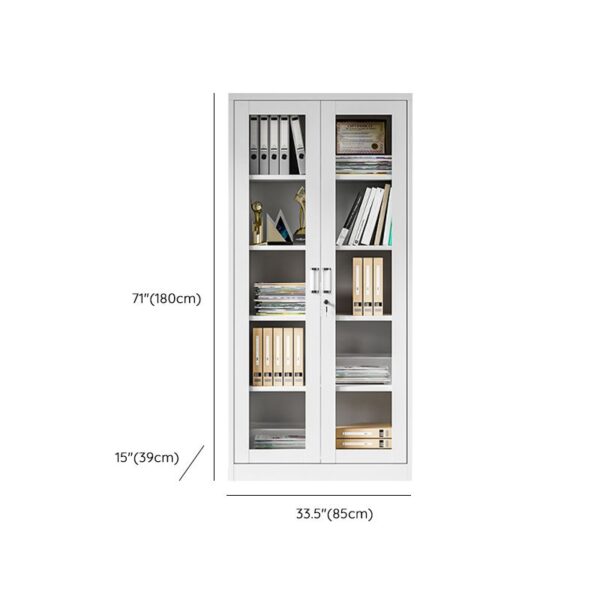 Full Glass 2-Door Chalk Storage Office Cabinet with adjustable shelves and sleek glass doors.