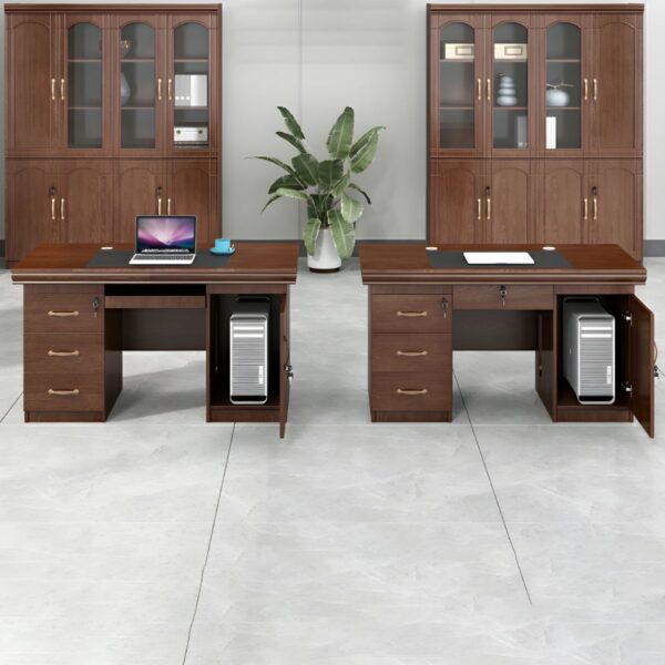 Add style and security to your workspace with the 120cm Boss Office Desk with Drawers and Lock, offering ample storage and a sleek, professional design.