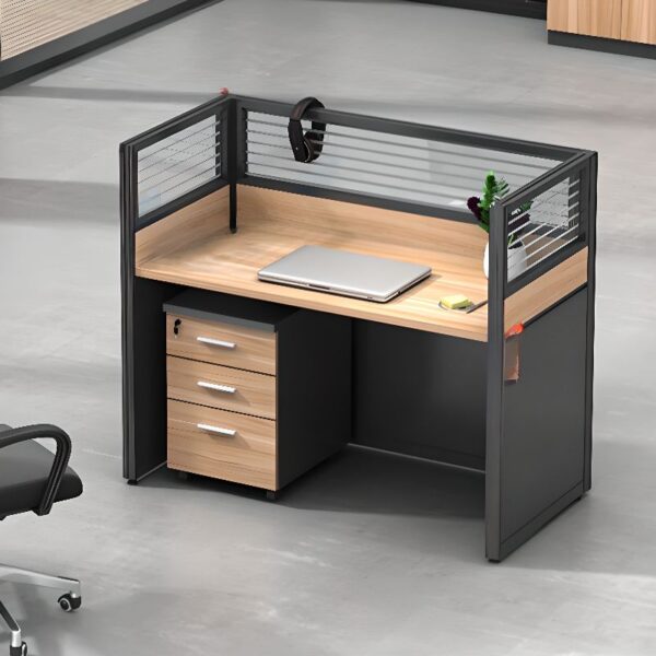 One Seater Modular Office Study Workstation with spacious desk surface and built-in cable management, ideal for modern workspaces.