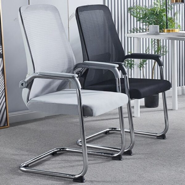 Midnight Black Mesh Guest Waiting Chair with breathable backrest and ergonomic design, ideal for office waiting areas.