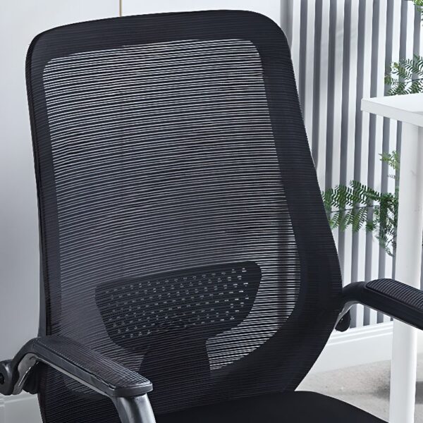 Midnight Black Mesh Guest Waiting Chair with breathable backrest and ergonomic design, ideal for office waiting areas.