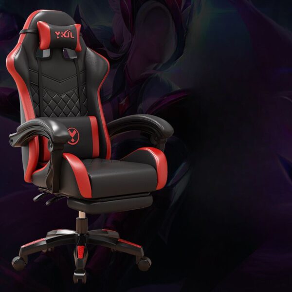 Ergonomic Gaming Chair with Lumbar Support, adjustable height and tilt, designed for comfort during long gaming sessions.