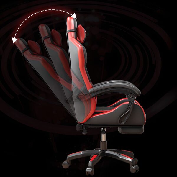 Ergonomic Gaming Chair with Lumbar Support, adjustable height and tilt, designed for comfort during long gaming sessions.