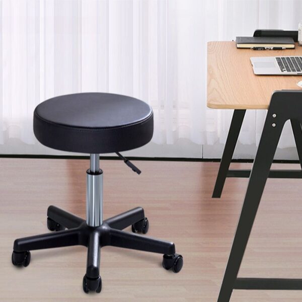 Contemporary Height-adjustable Round Barstool with sleek design, adjustable height, and ergonomic seat, perfect for home or office use.