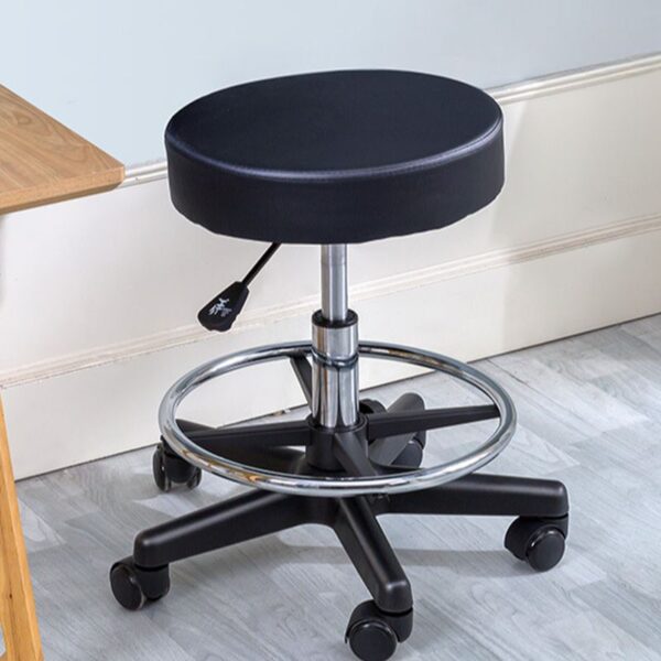 Contemporary Height-adjustable Round Barstool with sleek design, adjustable height, and ergonomic seat, perfect for home or office use.