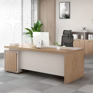 1400mm Executive Wooden Home Office Study Desk with spacious surface and built-in drawers.