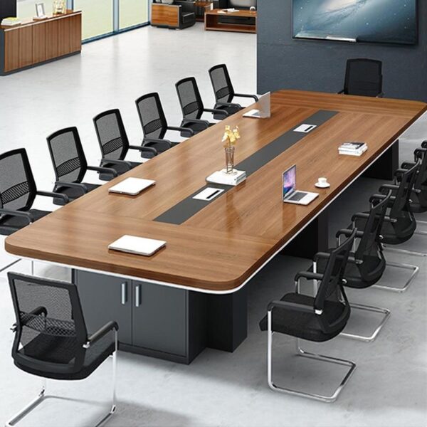 Elegant 14-16 Seater Office Boardroom Table crafted from high-quality mahogany.