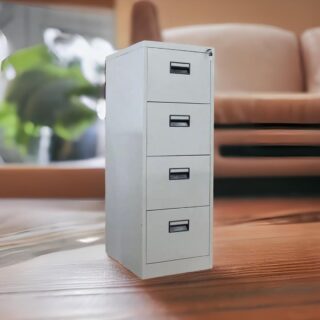 4-Drawer Steel Storage Office Cabinet with secure lock and smooth-gliding drawers, ideal for organizing office supplies and documents.