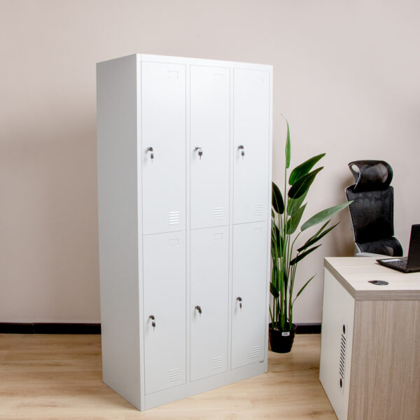 6-Door Locker Metallic Storage Office Cabinet with lockable doors for secure storage in an office setting.