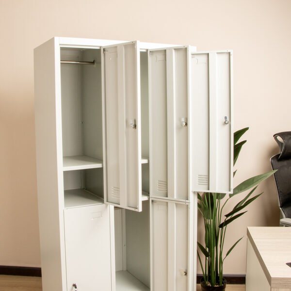 6-Door Locker Metallic Storage Office Cabinet with lockable doors for secure storage in an office setting.