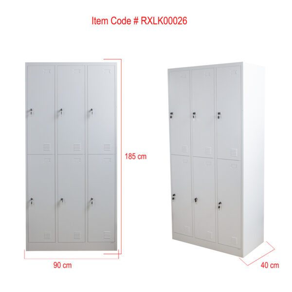 6-Door Locker Metallic Storage Office Cabinet with lockable doors for secure storage in an office setting.