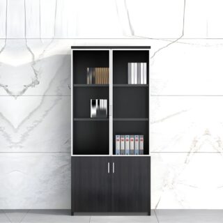 2-Door Wooden Office Storage Cabinet with adjustable shelves and a sleek, modern design for office organization.