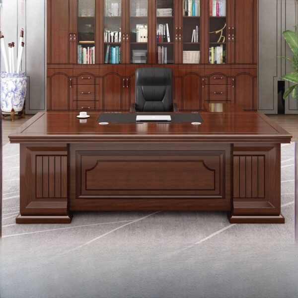 Elegant 2 Meters Executive Mahogany Office Table with intricate detailing and ample surface area.