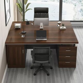 1400mm Casual Rectangle Wooden Studying Desk with spacious surface and wooden finish in a modern home office setting.