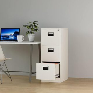 3-Drawer Steel Office Lockable Cabinet with secure locking drawers and sleek, modern design.