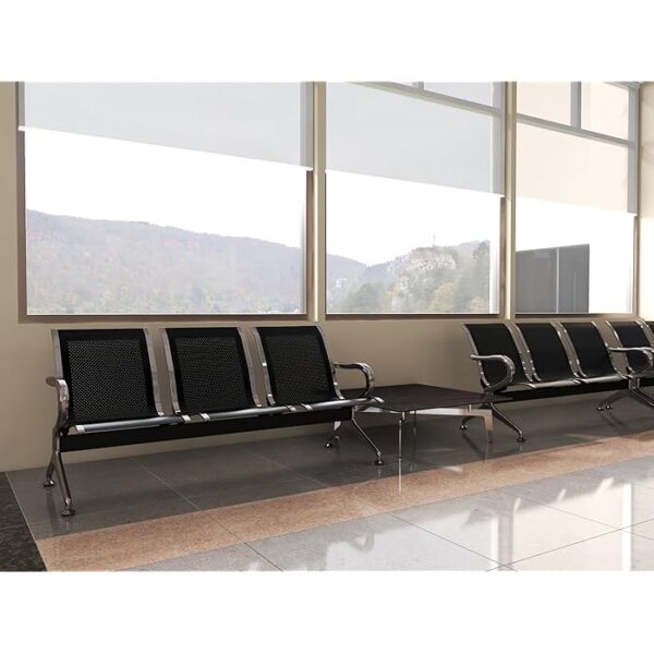 3-Seater Metallic Airport Reception Bench with durable steel frame and ergonomic cushions.