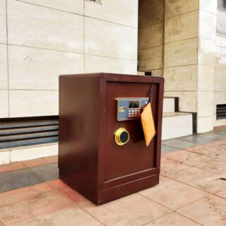 A 60kg Fireproof Biometric Steel Safe Box with fingerprint recognition access, designed to protect valuables and documents from fire and theft.