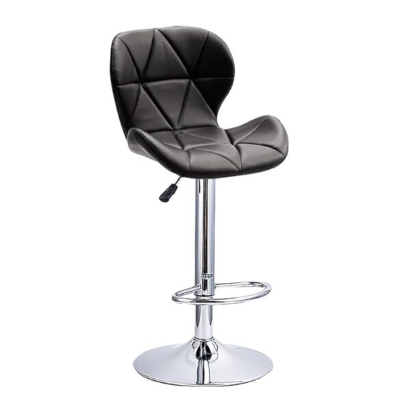 Height Adjustable PU Leather Padded Barstool with chrome base, offering adjustable height, 360° swivel, and comfortable seating for home bars or kitchen counters.