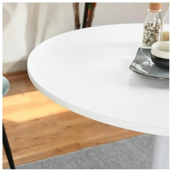 A Mid-Century Round Pedestal Dining Table featuring a sleek round top, a sturdy pedestal base, and a classic design that enhances modern and traditional dining rooms.