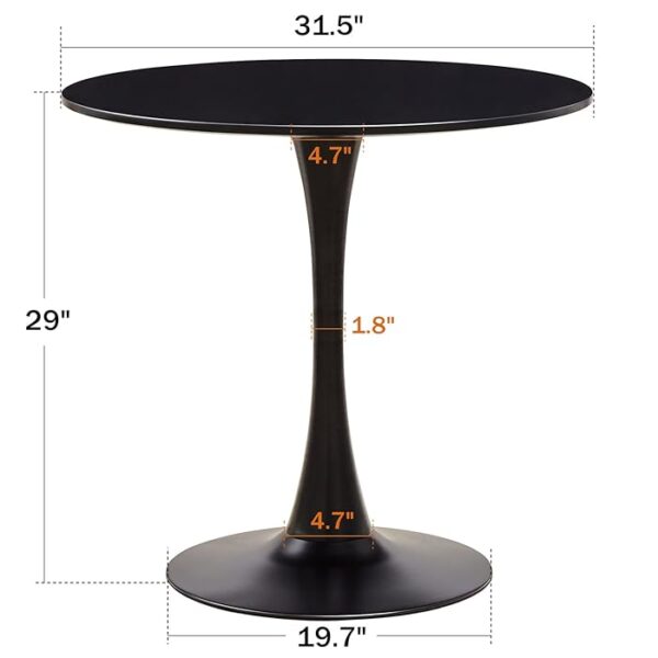 Modern Round Dining Table with Pedestal Base, sleek design, and durable surface for contemporary dining spaces.