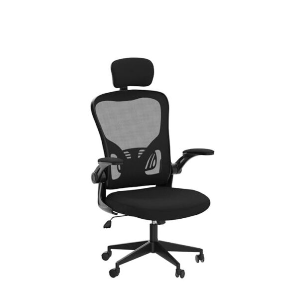 Mesh Office Chair with Adjustable Headrest in a modern office setting.