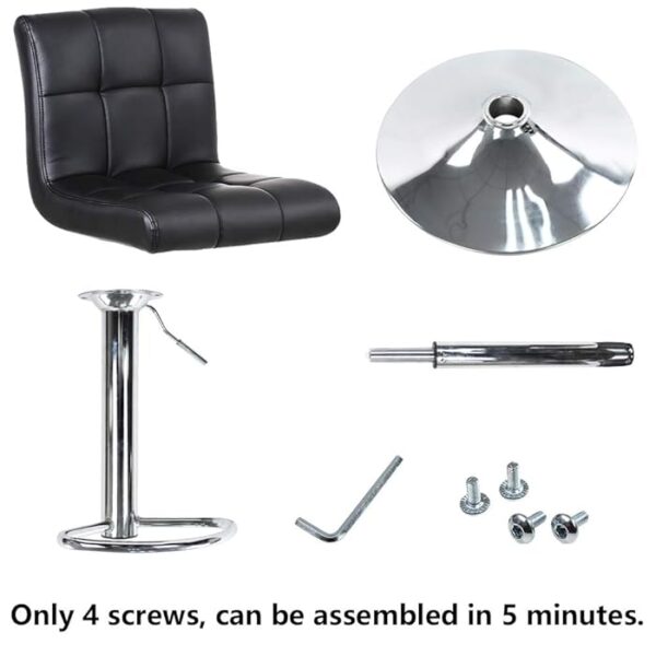 Homall Adjustable Leather Bar Stool with PU leather seat, chrome base, and adjustable height mechanism.