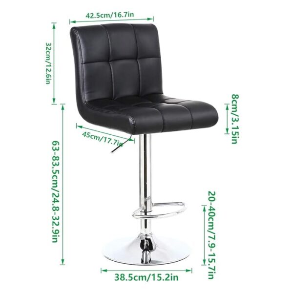 Homall Adjustable Leather Bar Stool with PU leather seat, chrome base, and adjustable height mechanism.